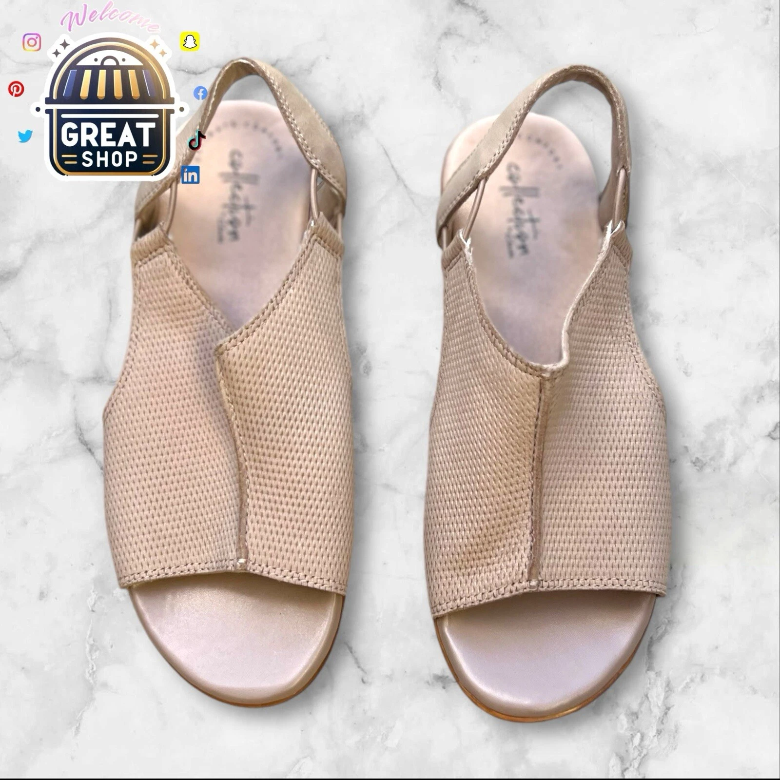 CLARKS sandali donna pelle marrone punta aperta taglia 8 5US 39EU