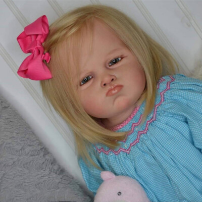 28'' Realistic Reborn Baby Doll Cute Toddler Girl Yellow Hair Cloth Body Handmade