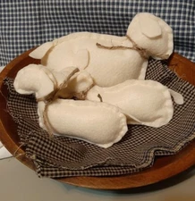 3 Pc Primitive Rustic Farmhouse Sheep Bowl Fillers Orneys