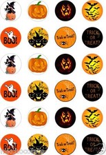 24x PRECUT HALLOWEEN/WITCH/GHOST/BOO/PUMPKIN RICE/WAFER PAPER CUP CAKE TOPPERS 2