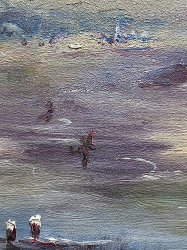 Antik Original E.C. Peterson Ölgemälde Winterlandschaft Eislaufen Boston - Bild 19 von 24