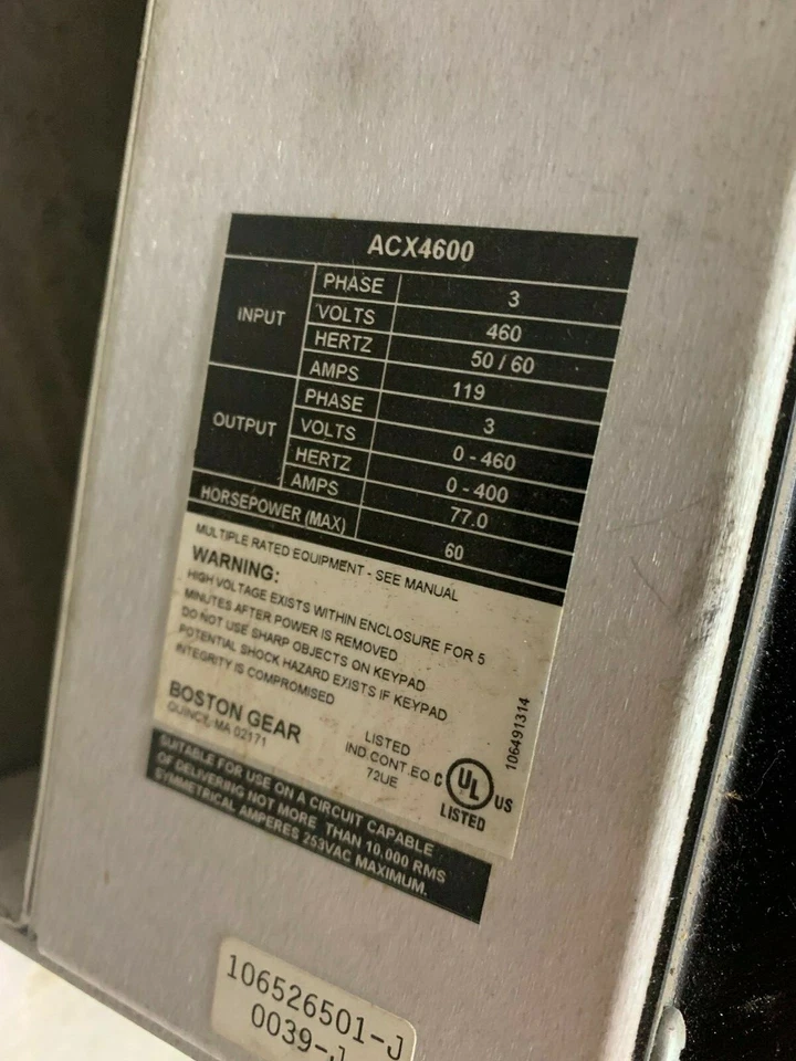 BOSTON GEAR 60HP DRIVE ACX4600 USADO Foto 3 de 4