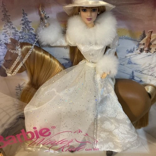 Vtg Mattel 1998 "Winter Ride" Barbie w/ Horse Giftset #19850 - Poseable - NRFB