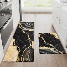 Marble Kitchen Mats for Floor 2 Piece Set, Anti Fatigue Cushioned Kitchen Flo...