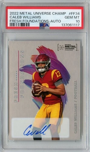 2022 UD Skybox Metal Universe Caleb Williams ROOKIE AUTO #'D 22/25 PSA 10 POP 1