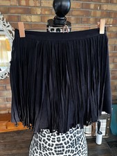 BB Dakota Fringe Skirt 4 Black Suede Western Country Boho