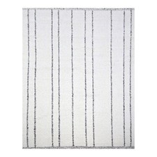 8'2"x10'2" Chiffon White Moroccan Weave Line Design Wool Hand Knotted Rug R76217