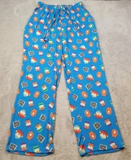 South Park Pajama Pants Mens Medium Blue Cartman Kyle Kenny Stretch Pjammy 