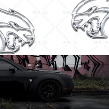 2x Chrome Silver SRT Hellcat Side Fender Emblem Car Badge Universal 68269896AA