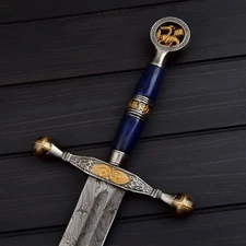 THE KNIGHTS TEMPLAR | Crusader Sword, Custom Handmade, Damascus Steel, & Leather