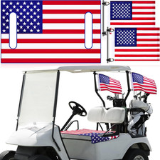 3 Pcs Microfiber Golf Cart Seat Cover Golf Cart Flags Set American Flag with Ela