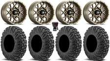 ITP Hurricane 14" Wheels Bronze 30" MotoVator Tires Yamaha Grizzly Rhino