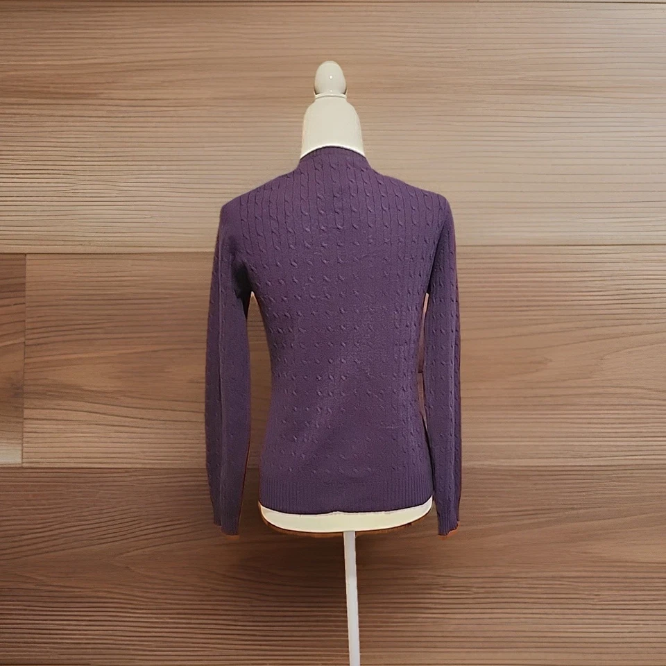 Suéter Marina Luna Tejido con Cable Cachemira Preppy Normcore Cuello en V Púrpura Mujer Talla S Foto 2 de 4
