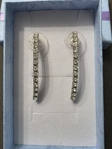 Estate - Silver Tone - Fine Jewelry - White Stone - Dangle Earrings - Item 538