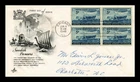 DR JIM STAMPS US COVER SWEDISH PIONEER CENTENNIAL FDC SCOTT 958 BLOCK OF 4