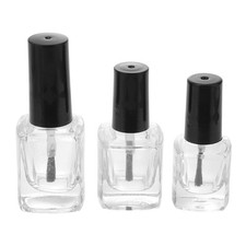 3 Pcs Empty Nail Polish Bottles Square Shaped Clear Glass Bottles With Brush