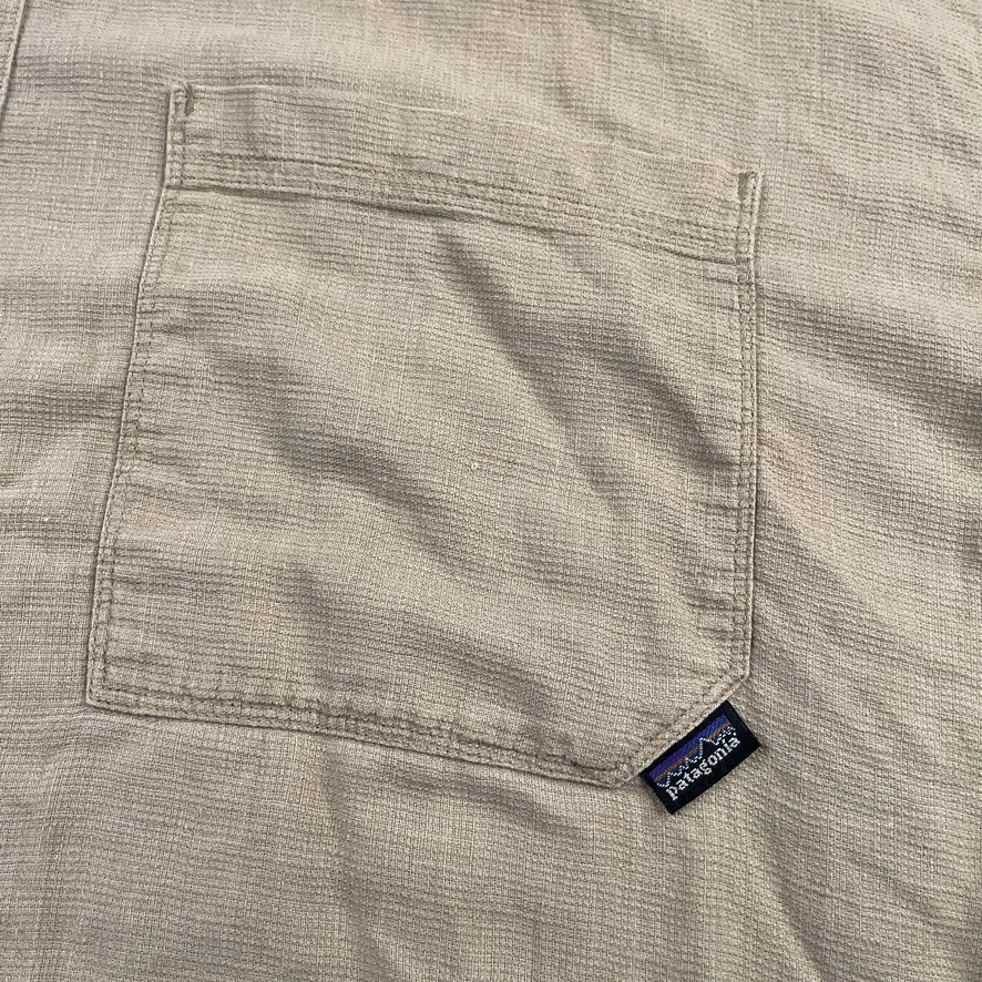 Patagonia 衬衫男式 XL 棕褐色麻混纺长袖纽扣轻便 — 第 4/4 张图片