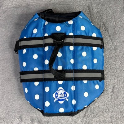 Paws Aboard Dog Life Jacket Blue Polka Dot Reflective Safety Vest X-Small