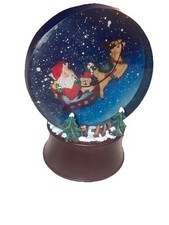 Flying Santa Sleigh  Reindeer Music  Changing Lights Snow Globe