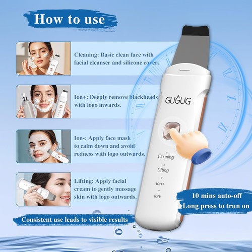 4-in-1 Waterproof Facial Spatula for Deep Cleansing Skin Scrubber Pore Cleaner - Picture 2 of 5