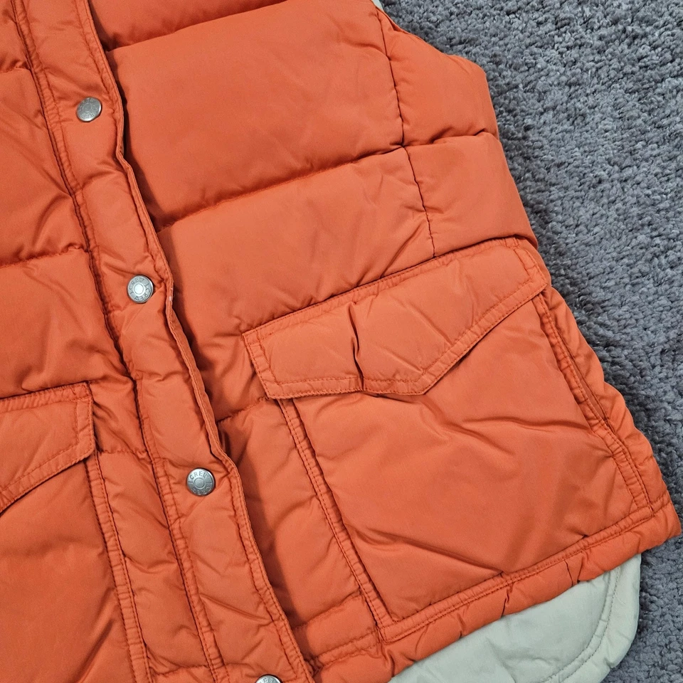 Chaleco J Crew Mujer Mediano M Naranja Abajo Puffer Ligero Cremallera Completa *A Presión Dañado Foto 3 de 4