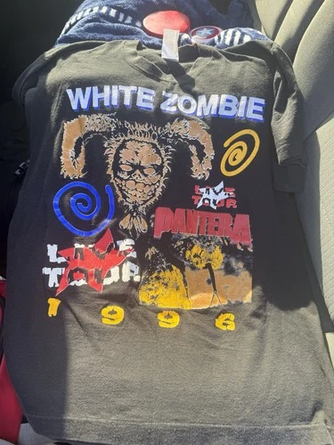 White Zombie & Pantera Tour T-Shirt Rare Print 1990s vintage concert t-shirt, vintage, single stitch, B+ condition