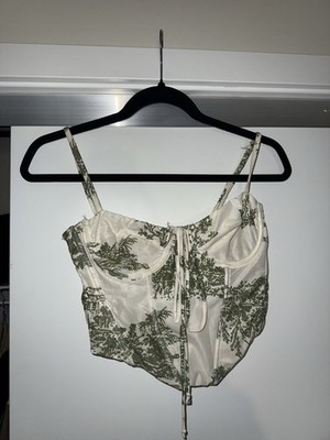 Tic Toc Green and Cream Corset Top Women's Size Small