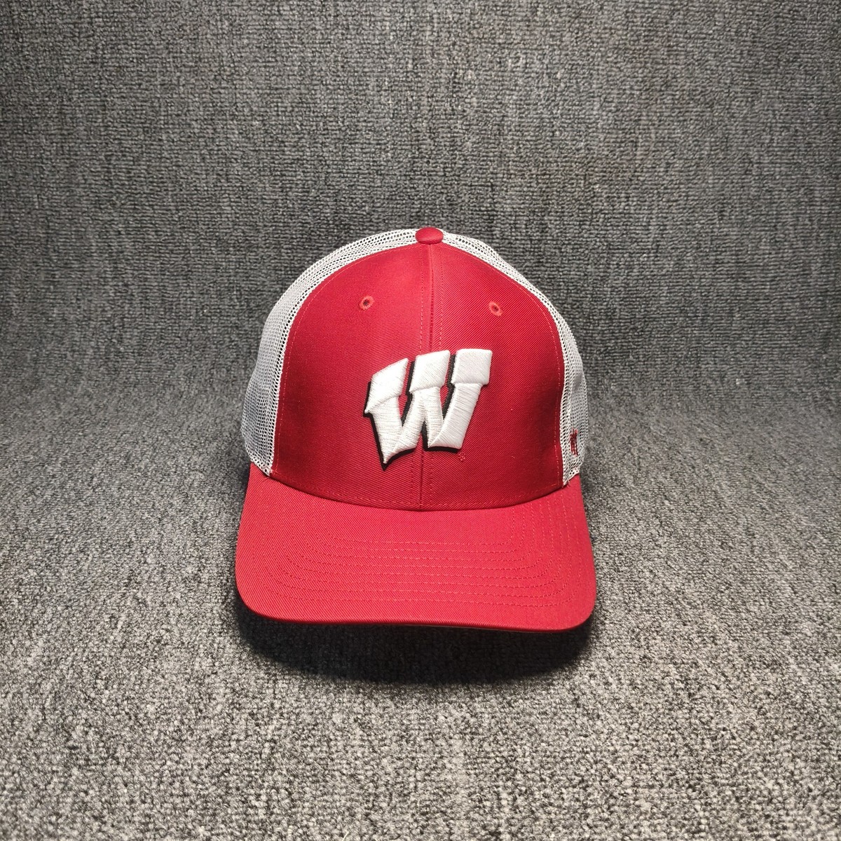 '47 Brand Wisconsin Badgers Trucker Snapback Hat Red White Mesh Back Cap