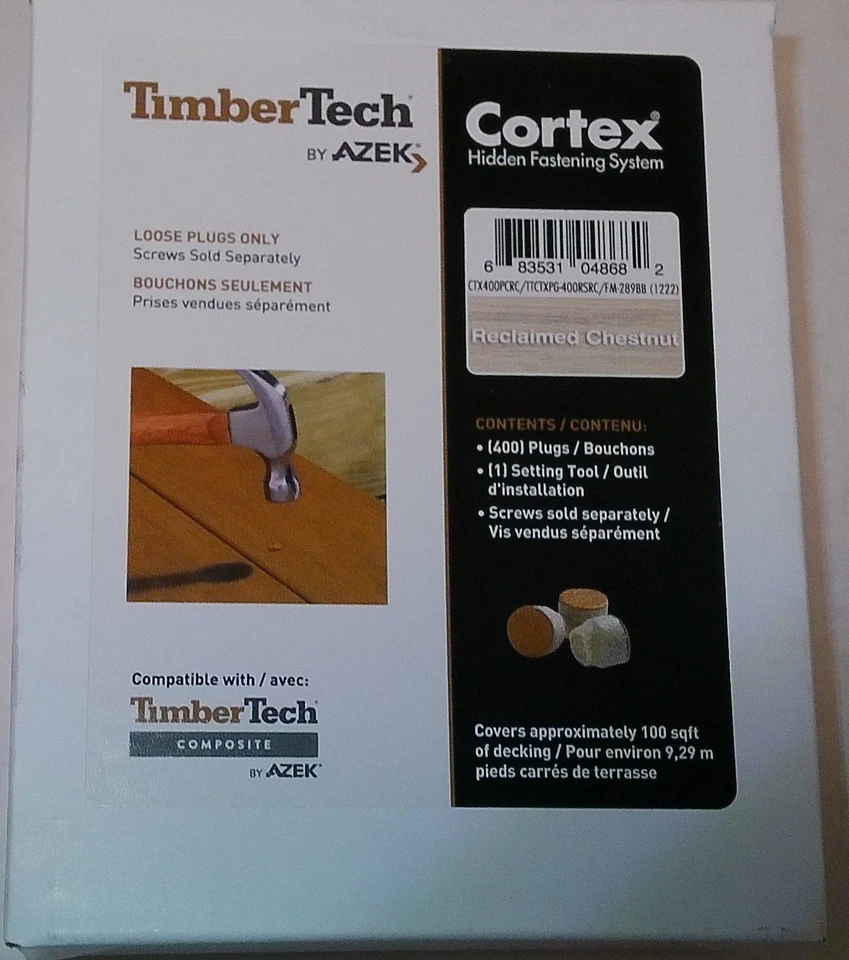 TimberTech Cortex Plugs, #CTX400PCRC, (400 Plugs Per Package) Reclaimed Chestnut - Image 1 of 3