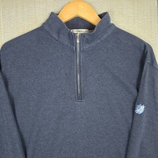 PETER MILLAR Size XL Mens 100 Cotton 1/4 Zip Pullover Sweatshirt Blue Golf