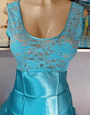 Vtg Ocean Blue Victoria's Secret Lace Satin Babydoll M