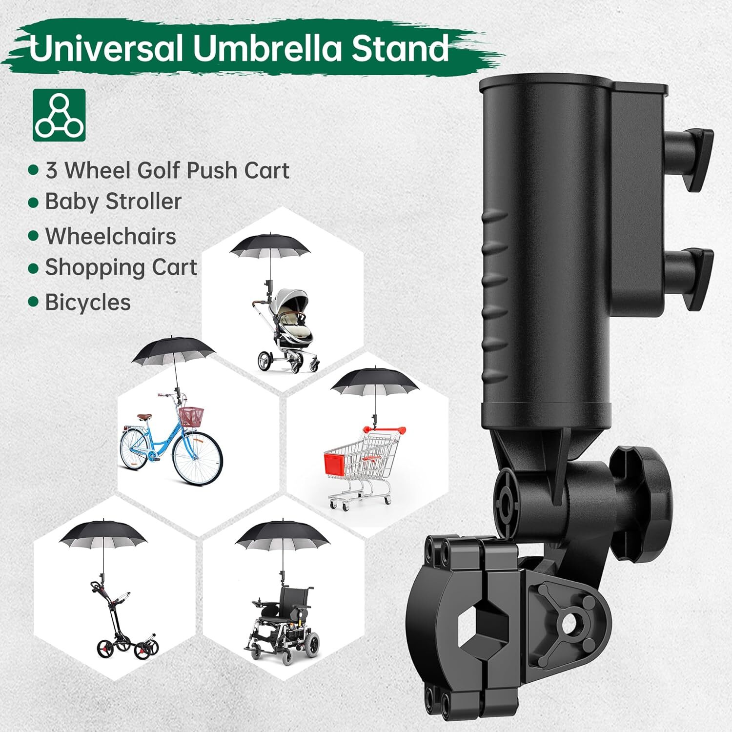 10L0L Adjustable Golf Umbrella Holder Stand Clamp for Push Cart Stroller