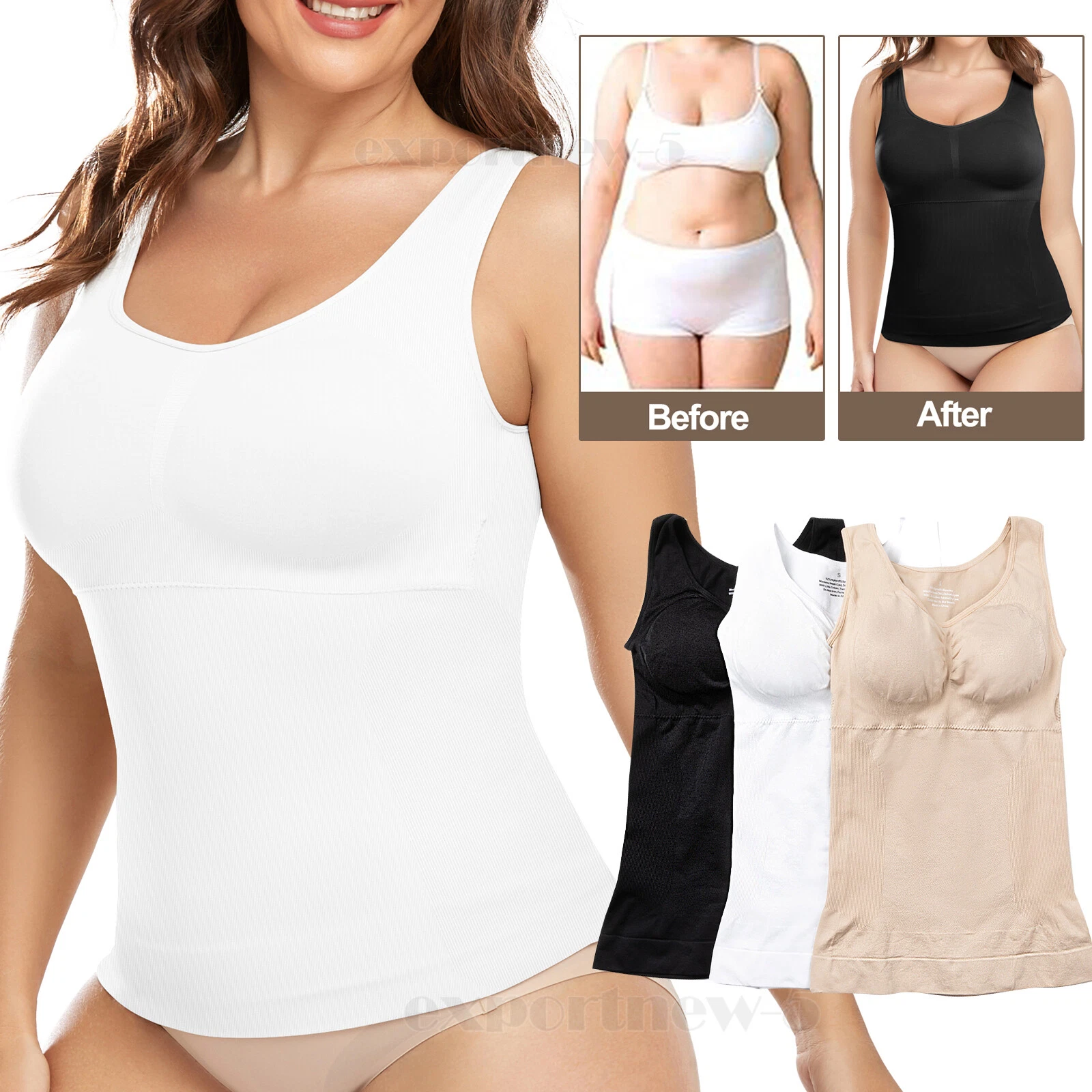 Women Ladies Seamless Tummy Control/Slimming Bodyshaper Cami Vest Top Size S-2XL