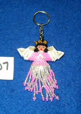 Adorable 3" Beaded Guardian Angel Keychain Handmade New 09