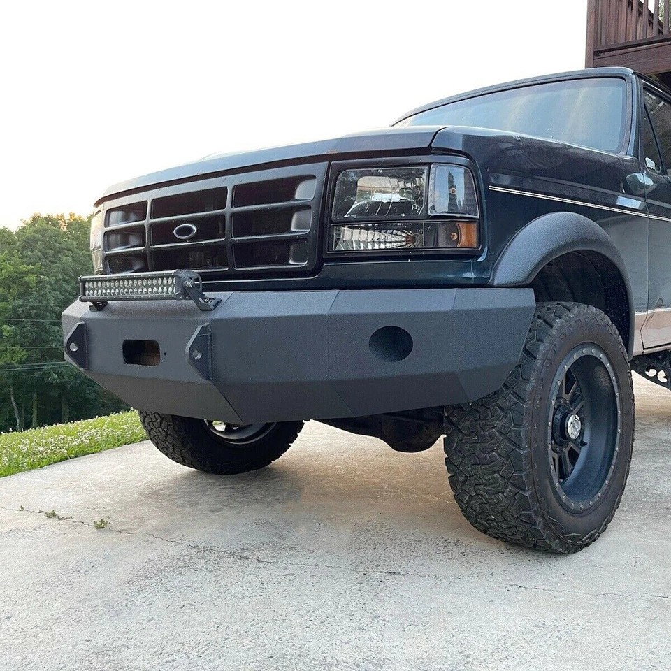 适用于 1992 - 1996 年福特 F-150 F-250 F-350 钢粉涂层前保险杠 22-415-92 — 第 3/4 张图片