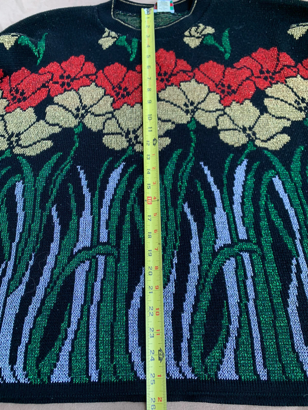 Nutcracker Ugly Christmas Sweater Floral Womens Plus size 2x Sparkly Lurex