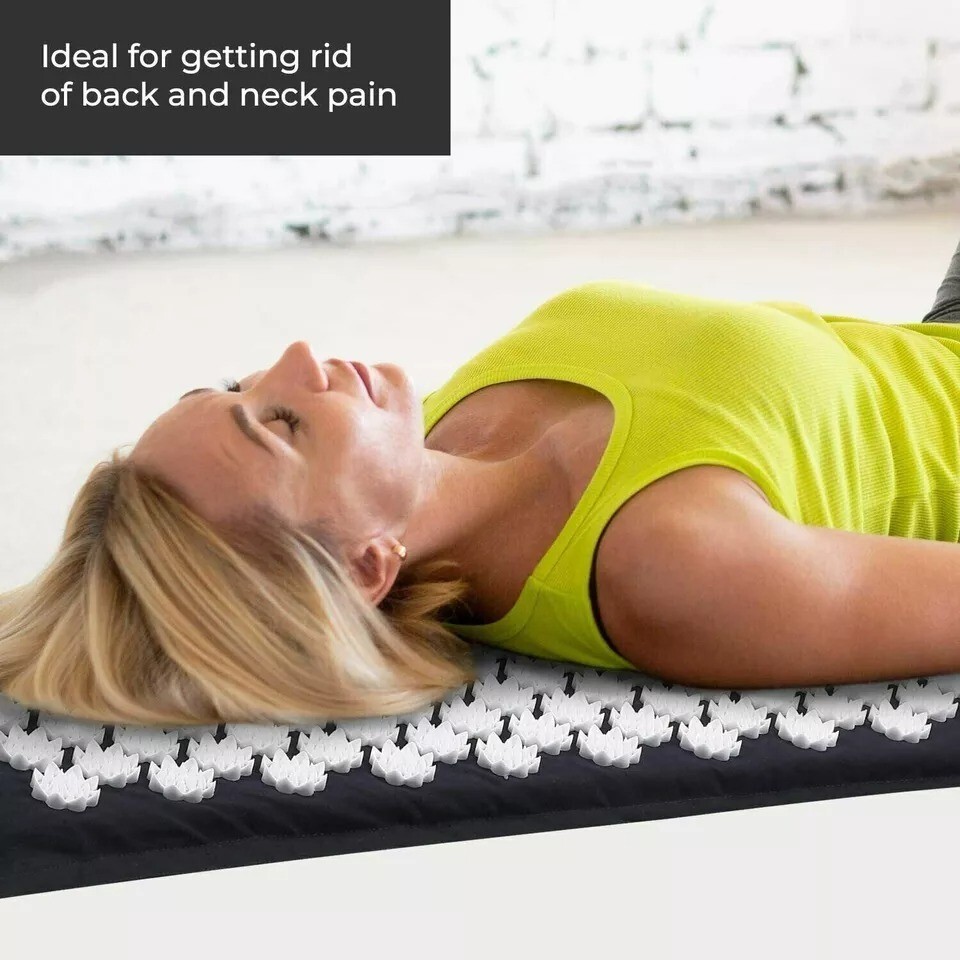 Acupressure Mat & Pillow Massage Set For Neck Back Acupuncture Point Nerve Pain