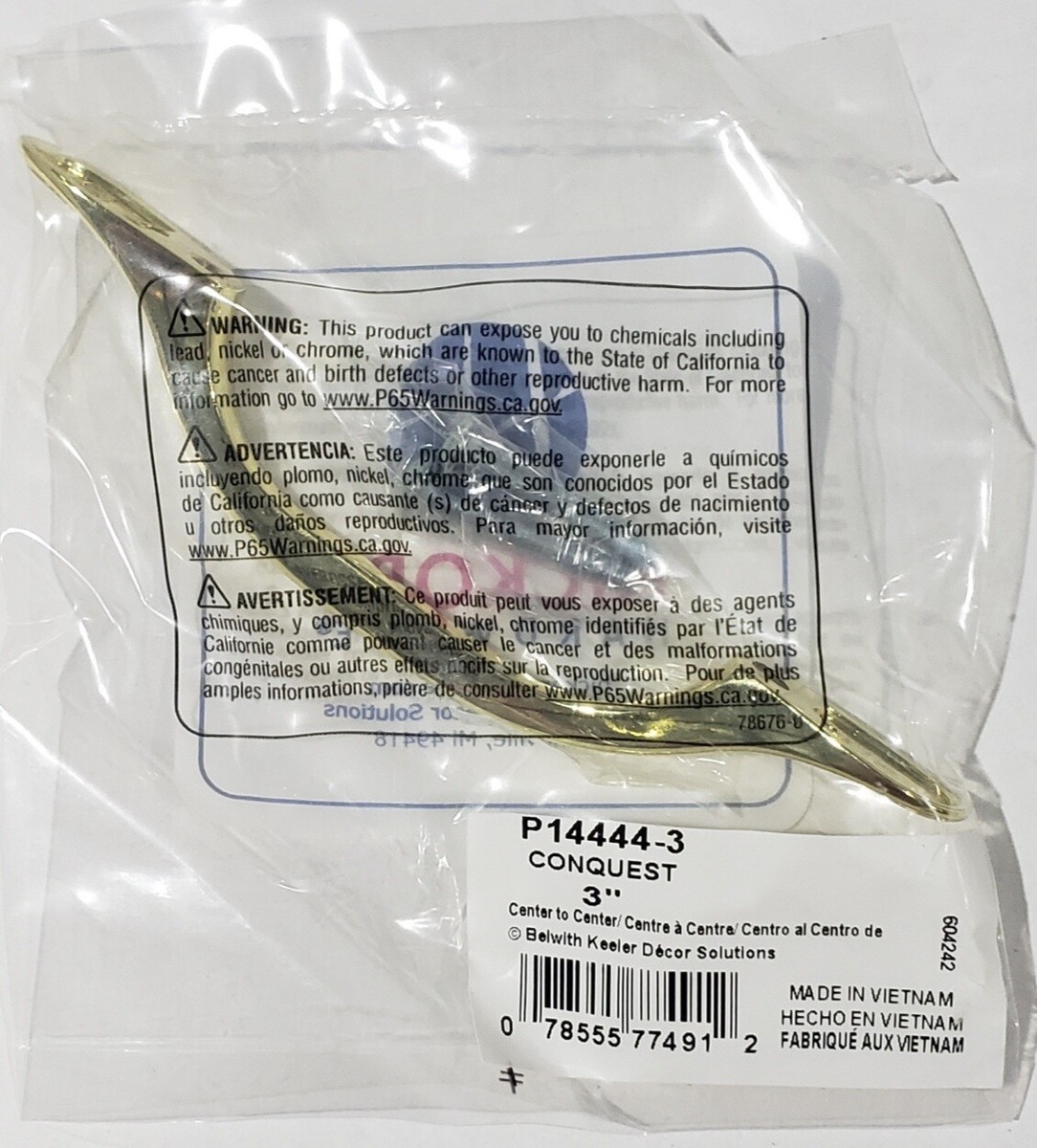 Hickory Hardware 3 in. Polished Brass Cabinet Drawer Pull (25-Pack