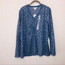 Charter Club Soft Knit Pajama top blue/silver XL