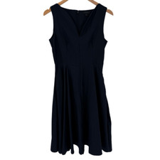 COS Lyocell Linen Sleeveless Fit Flare Knee Length Dress Navy Blue Women 6