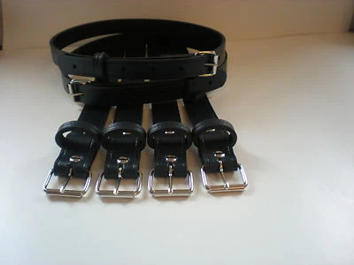 Vintage Kinderwagen Echtleder Aufhängeriemen in dunkelblau