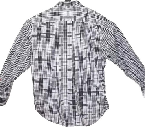 Robert Graham Men’s Large Button Shirt White Plaid Long Sleeve Floral Flip Cuff - Picture 2 of 12