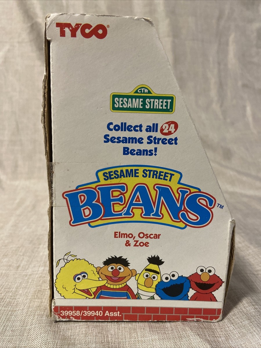 Vintage Sesame Street Beans Elmo, Oscar and Zoe In Box 1997 Tyco