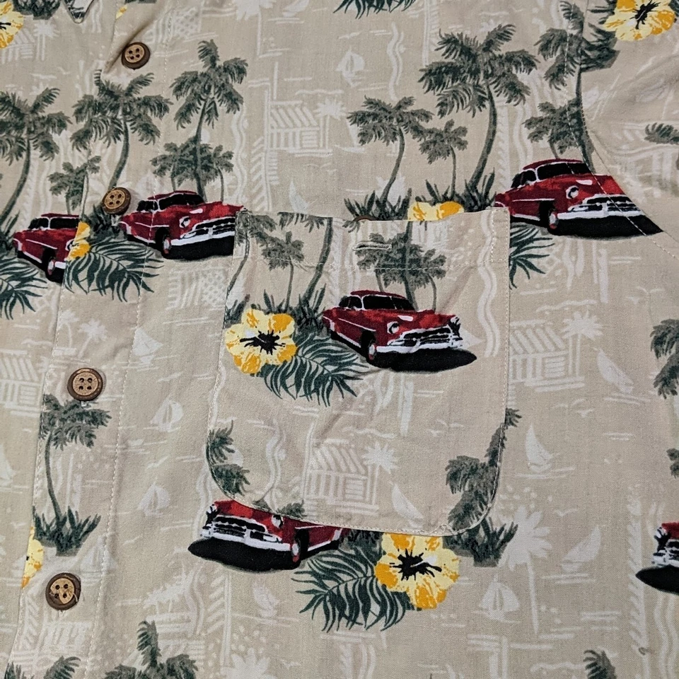 Camisa Hawaiana Tropical Vintage Knightsbridge Coches Clásicos Palmeras Talla XL Foto 3 de 4