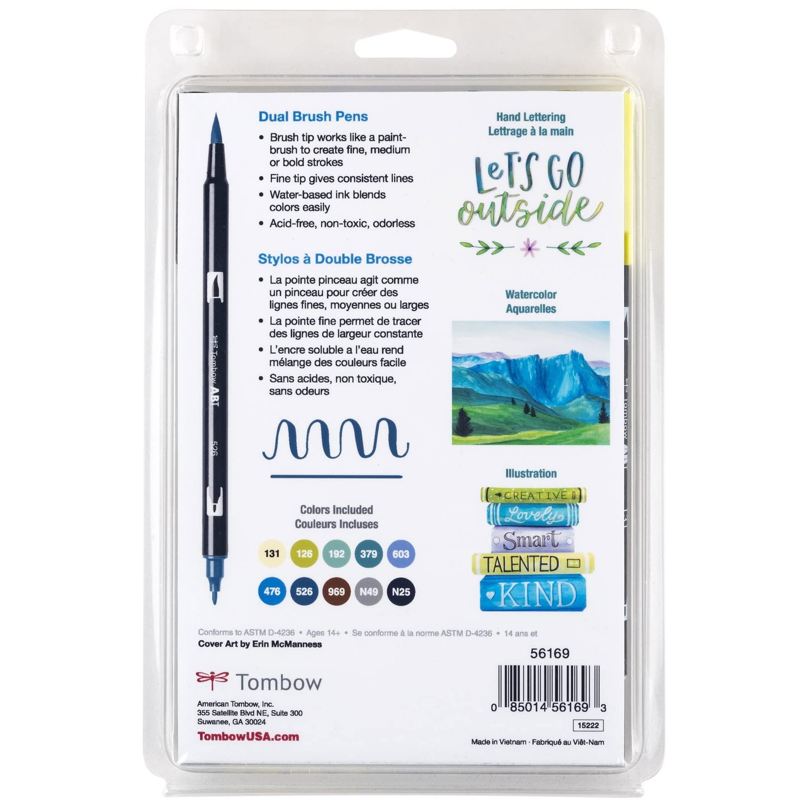Tombow 56169 Dual Brush Pen Art Markers, Landscape, 10-Pack. Blendable, Brush...