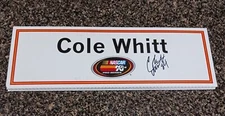 Cole Whitt Autographed K&N Series NASCAR Banquet Name Placard Racing Motorsports