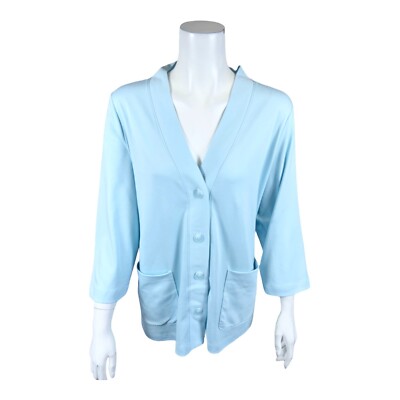 Isaac Mizrahi Women's Essentials Pima Cotton Cardigan Chilled Blue 1X Plus Size