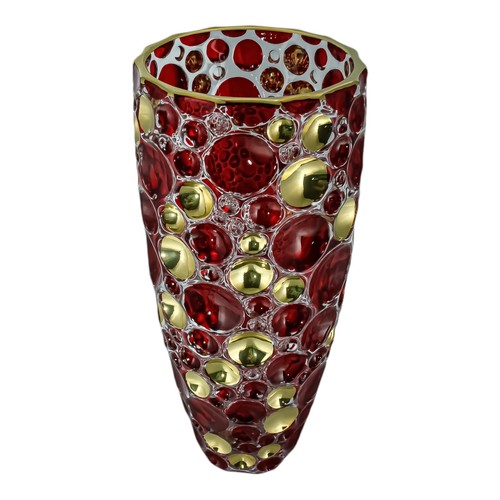 Murano Glass Vase Bubble Red and Gold Handmade Painted Millefiori 35cm - Picture 2 of 4