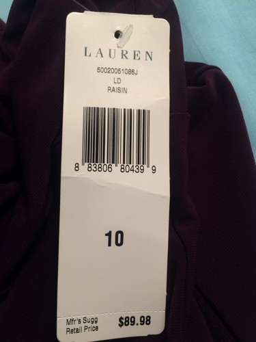 Lauren Ralph Lauren Raisin Ladies Knit Cap Sleeve V Neck Dress size10 New w/tags - Picture 9 of 10