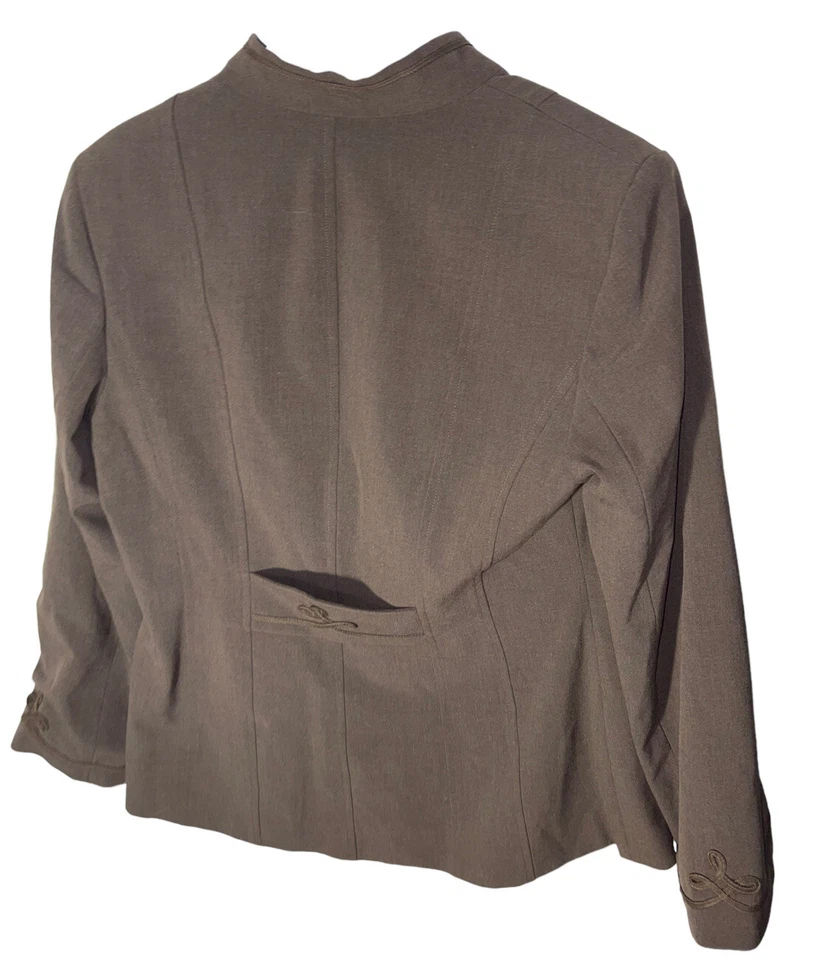 Blazer J. Jill Petite Elástico Talla 12P Marrón Cuello Mandarín Foto 2 de 4